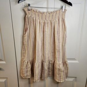 Just Living XL 100% Cotton Pull On Skirt with Pockets Ivory with yellow,red